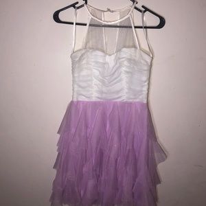 White and purple semi-formal dress